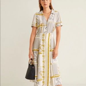 Mango Scarf Chain Midi Dress Size Small